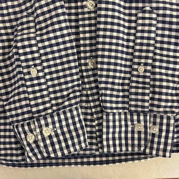 Brooks Brothers Men's Navy & White Checked Long-sleeve Buttondown Shirt - Small - Picture 4 of 5